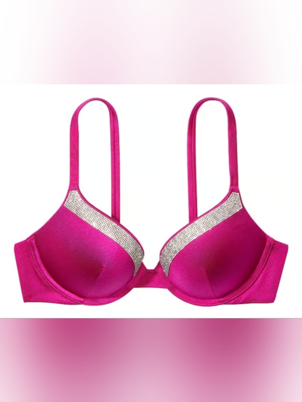 32A 32B 32D 32DD Victoria's Secret Shine Trim Sexy Tee Bikini Top Berry Blush